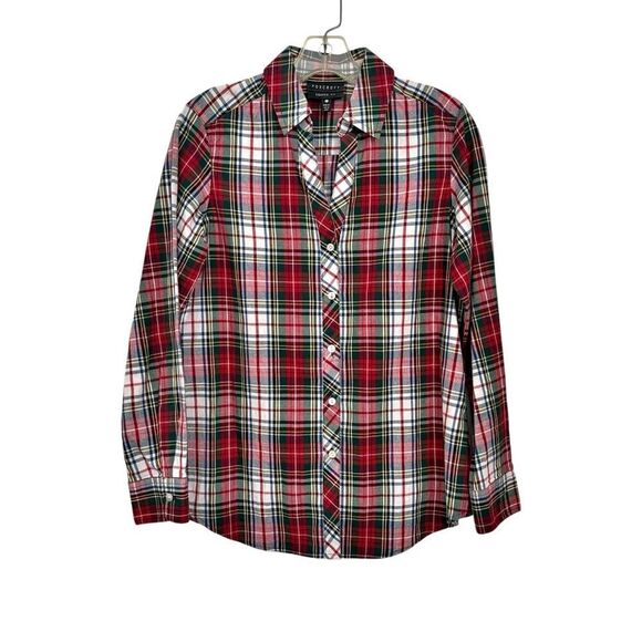 Foxcroft Shaped Fit Red Plaid Long Sleeve Button Down Shirt size 4 - Picture 1 of 7
